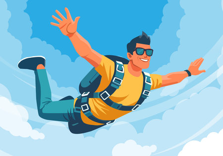 Illustration of a man skydiving, extreme sports