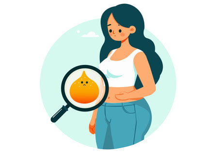 Illustration of an obese woman measuring her body fat.のイラスト素材