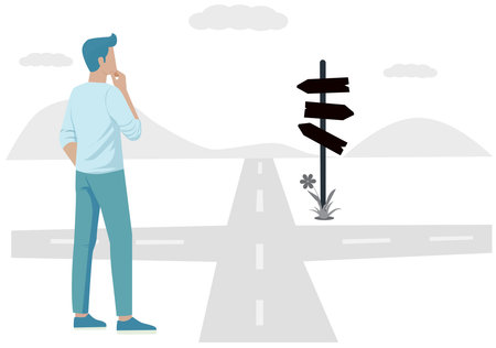 Man at Crossroads Making Decisionのイラスト素材