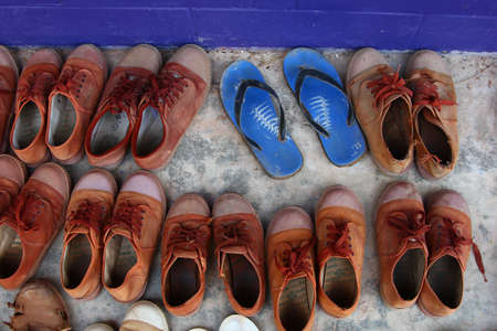 Difference of student shoesの写真素材