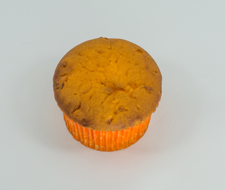 banana cupcake on white backgroundの写真素材