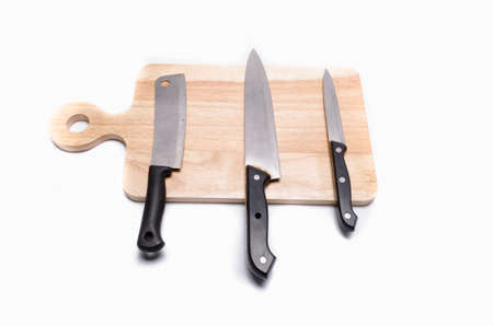 knife on wooden cutting board