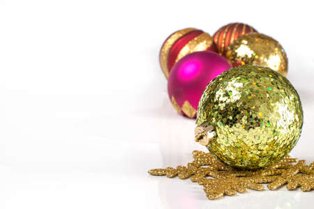 Christmas light bulbs scene with space for textの写真素材