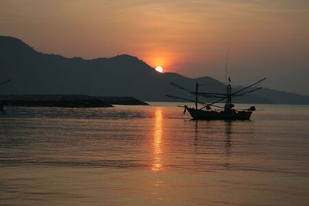 Fishing boat off the coast of thailandの写真素材