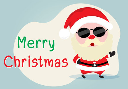 santa claus cartoon christmas character, cute santa claus in flat style, christmas card and banner vector illustration.のイラスト素材