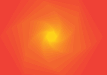 Abstract background composed of swirling hexagons in tech style gradient from light yellow to dark orange : Vectorのイラスト素材