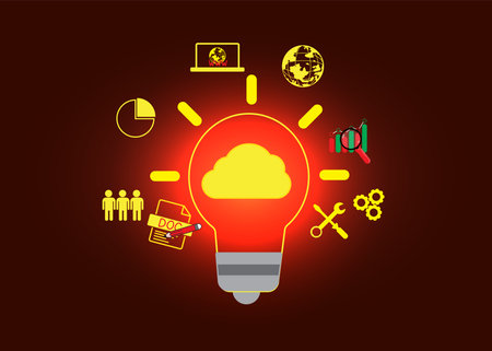 virtual cloud icon concept of big data access, global network connection, data search, use of computing resources to make transactions with internet technology online and Cyber Security Data Protection.のイラスト素材