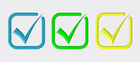 3D illustration Like or correct symbol,Confirmed or approved buttonの写真素材