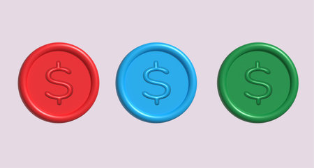 3D illustration, symbol, icon, money, dollar coinの写真素材