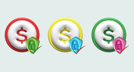 3D illustration, icon, symbol about financial data protectionの写真素材