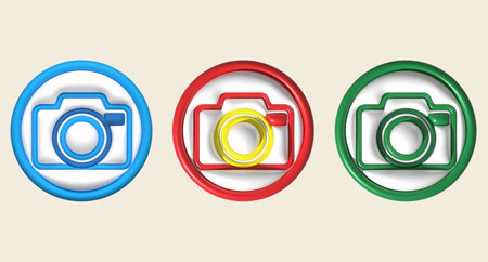 Camera symbol icon 3D illustrationの写真素材