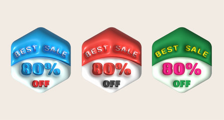 3d illustration Sale banner design,Shopping deal offer discount,Best sale 80 percent off.の写真素材