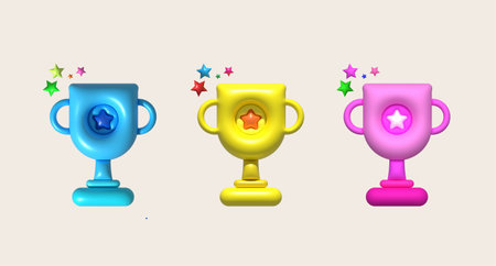 3D illustration gold Trophy winner. Winner prize, success concept.