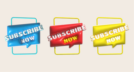 3D illustration subscribe icon. Subscribe button. 3D element.の写真素材