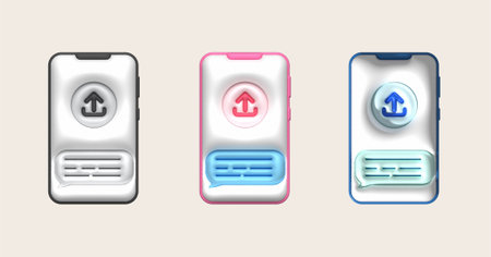 3d illustration icon mobile data upload data loading symbol