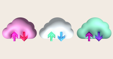 3d illustration icon upload data cloud system data loading symbol