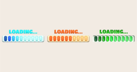 Loading bar and progress visualization Loading status collection Web design elements. 3d...