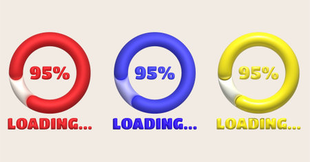 Loading bar and progress visualization Loading status collection Web design elements. 3d illustrationの写真素材