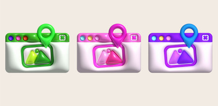 3d illustration pop up app window check in place in photo