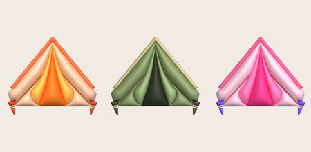 3d illustration camping travel tent equipment ,Tourist camp tents.の写真素材