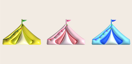 3d illustration camping travel tent equipment ,Tourist camp tents.の写真素材