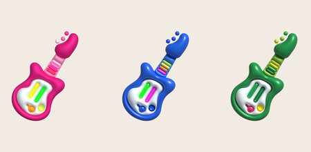 3d icon toy guitar,Funny children's toysの写真素材