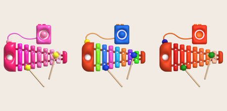 3d icon.Cute xylophone toy, music instrument for kids.Minimal style.の写真素材