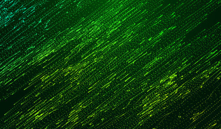 3D abstract digital technology green particles on green background.の写真素材