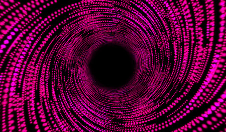 3D abstract digital technology pink particles wave on balck background.の写真素材