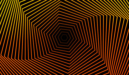 3D abstract digital technology yellow-orange network on black background.