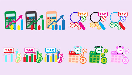 Collection Active icons for taxes, tax idea analysis and calculations.. set of Tax.のイラスト素材