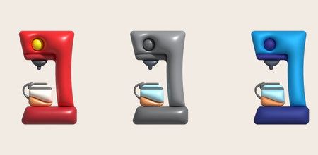 3d illustration Coffee maker machine for making coffee cappuccino and espresso.の写真素材