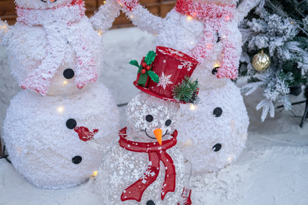 Snowman at Christmas Background for the festivalの写真素材
