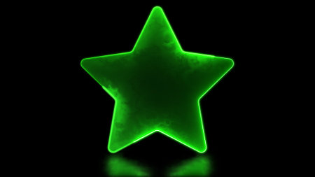 Looping glowing star shaped neon frame effect, black background.の写真素材
