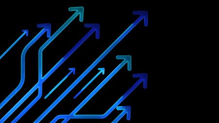 Glowing looping icon investment graph neon effect, black backgroundの写真素材