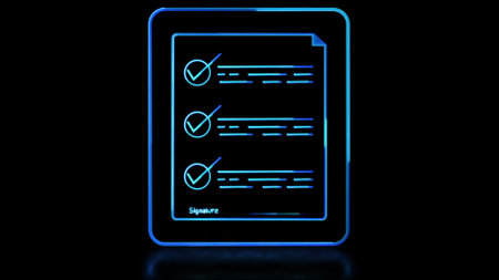User Glowing looping icon electronic signature neon effect, black backgroundの写真素材