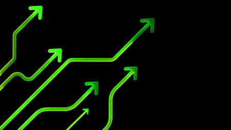 Glowing looping icon investment graph neon effect, black backgroundの写真素材