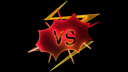 Glowing looping icon VS neon effect, black backgroundの写真素材
