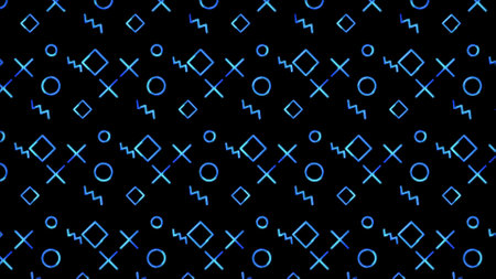 Glowing looping neon effect background, black background.の写真素材