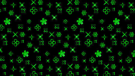 Glowing looping neon effect background, black background.の写真素材