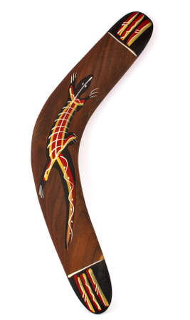 Australian boomerang isolated on white backgroundの写真素材