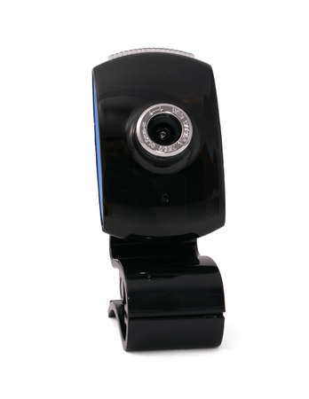 Black usb web camera isolated on white background