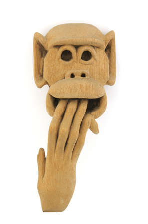 African wooden mask isolated on white backgroundの写真素材