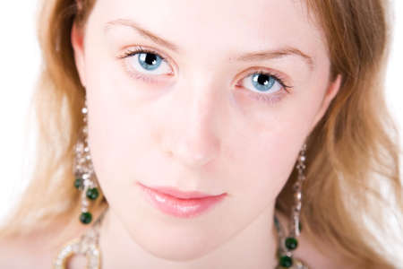Young woman portrait. Bright lighting without shadows.の写真素材