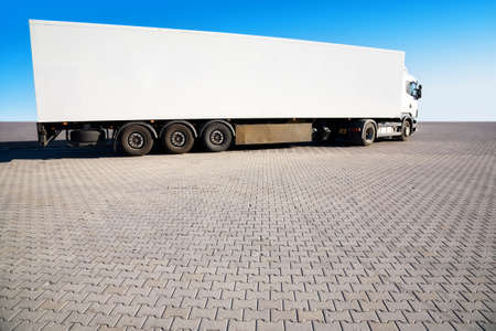 Heavy truck. Wide angle view.の写真素材