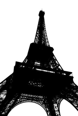 Eiffel tower in Paris. Silhouette on white.の写真素材