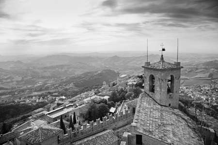 San Marino city view. Black and white.の写真素材