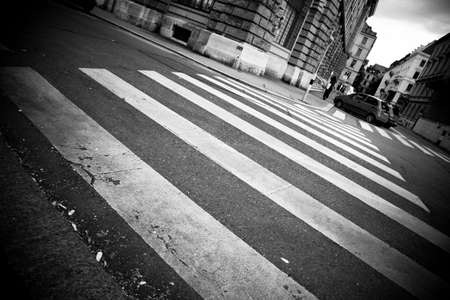 Crosswalk in a city. Black and white.の写真素材