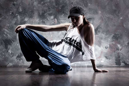 Young woman dancer. Dance inscription on t-shirt.の写真素材