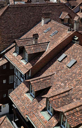 Buildings roofs in Swiss city.の写真素材